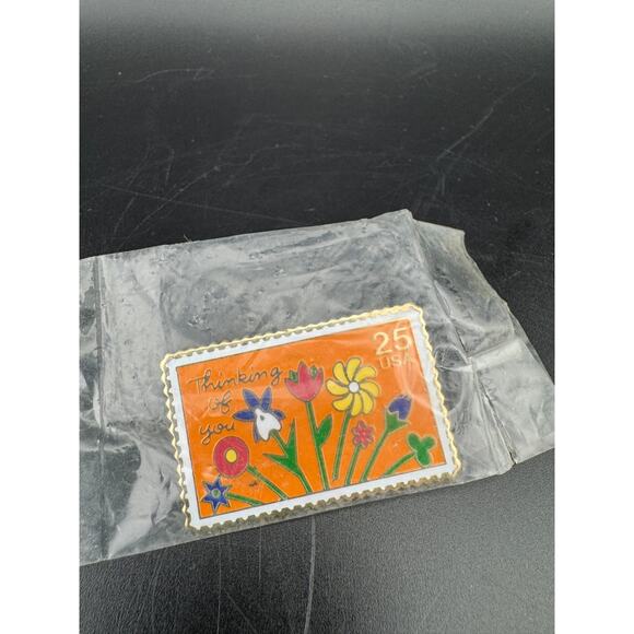 1988 "Thinking of you" Postal Stamp Enamel Pin - Picture 1 of 6